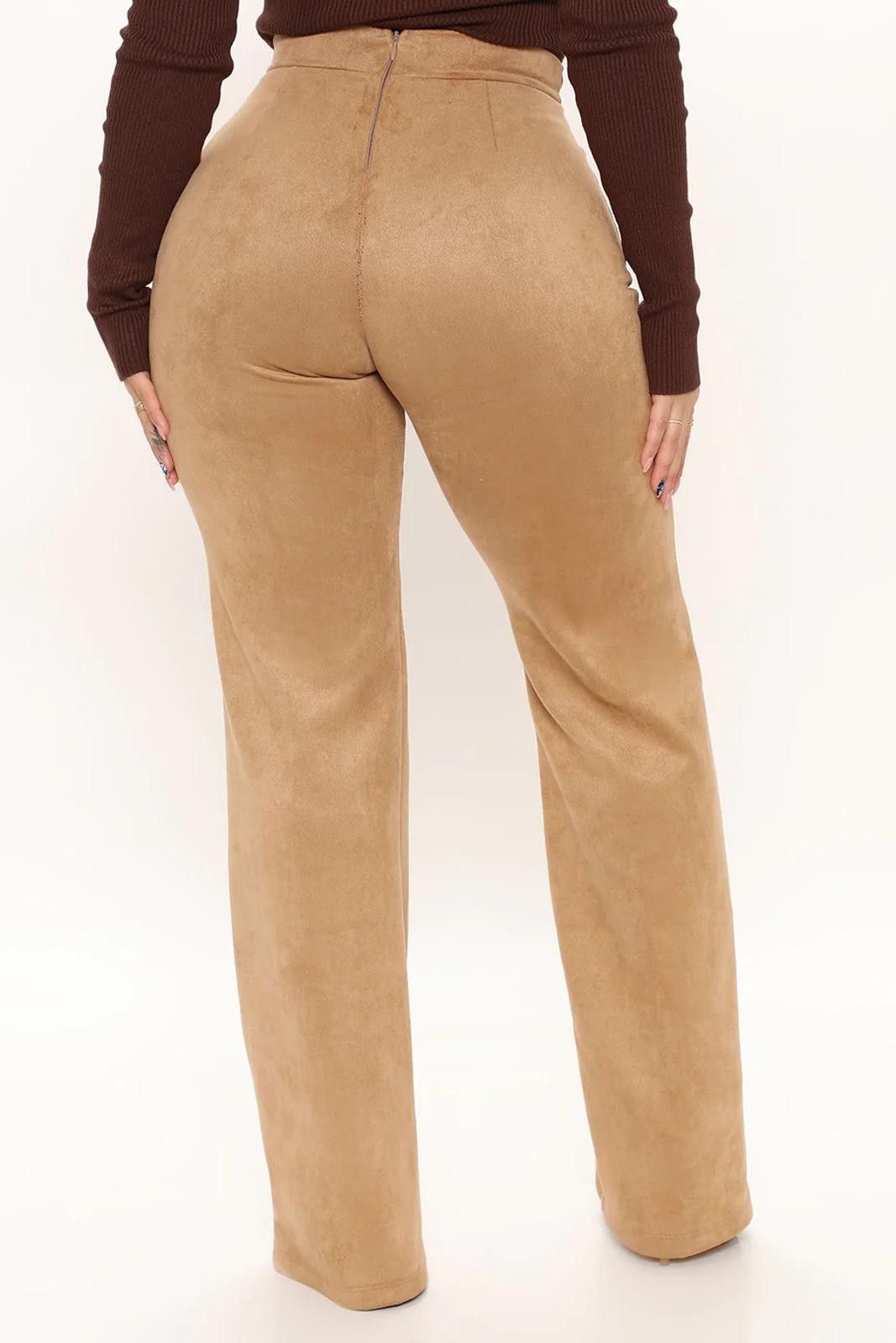 Fashion Nova Victoria High Waisted Faux Suede Dress Pant 35 - Mocha Size 32" / US 10 / IT 46 - 2 Thumbnail