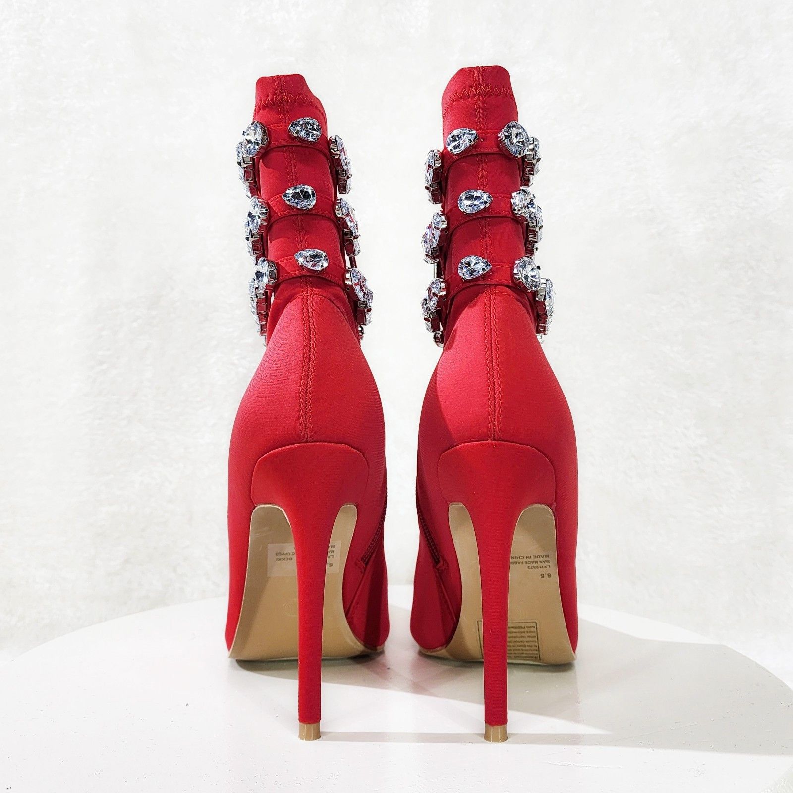 Other Allure Sexy Stiletto High Heels Red Stretch Ankle Boot Chels Size US 8 / IT 38 - 3 Thumbnail