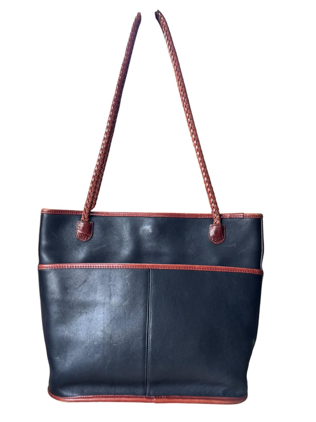 Brighton Brighton Black and Brown Leather Tote with Braided Straps Size ONE SIZE - 2 Thumbnail