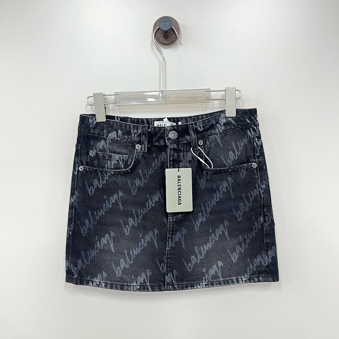 Balenciaga Balenciaga Logo Print Denim Mini Skirt Size 34 Size 25" / US 0 / IT 36 - 1 Thumbnail