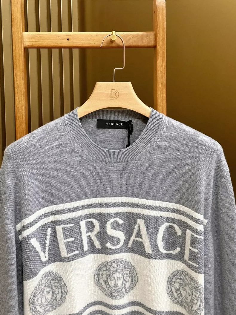 Versace Versace Grey English embroidered crew neck cardigan Size US XL / EU 56 / 4 - 3 Thumbnail