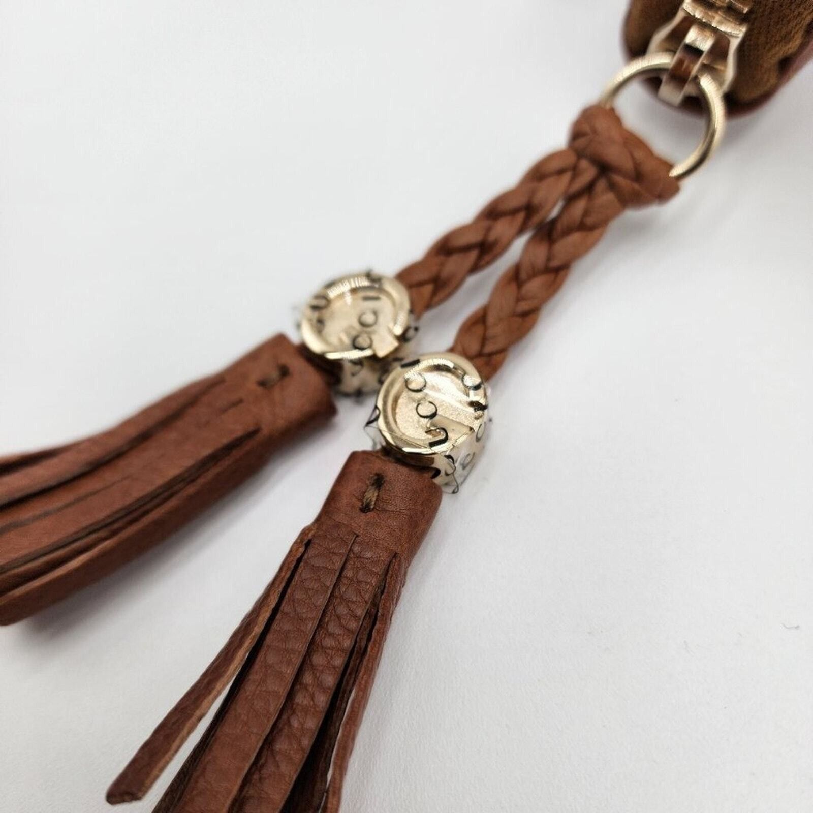 Gucci New GUCCI GG CALF LEATHER TASSEL LONG WALLET IN WHISKY BROWN Size ONE SIZE - 4 Thumbnail