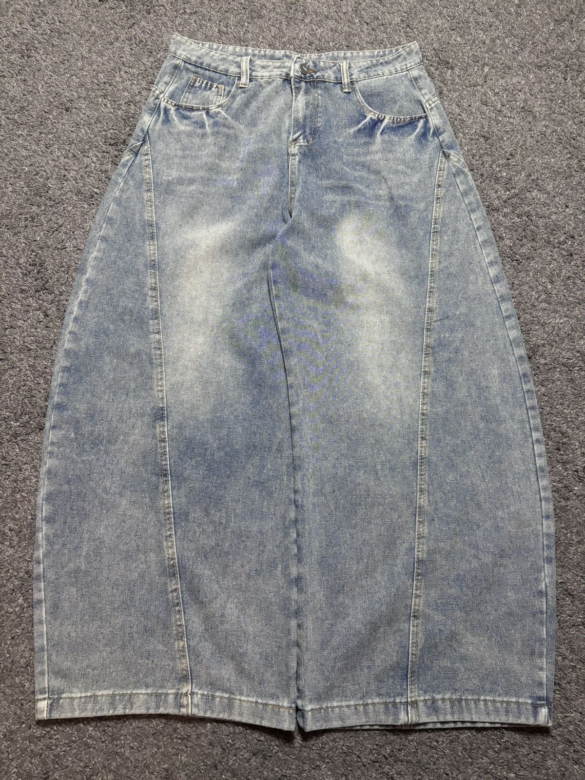 Jean Vintage wide leg rare parachute balloon baggy blue jeans Size US 34 / EU 50 - 1 Thumbnail