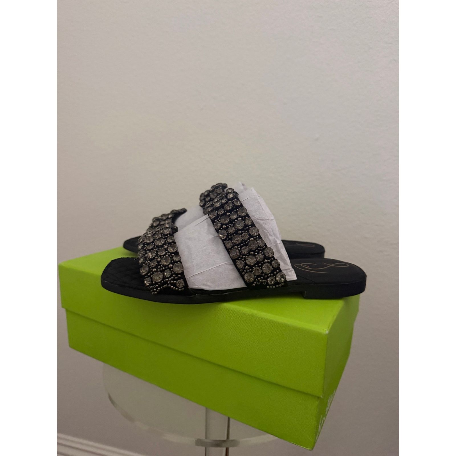 Sam Edelman Sam Edelman Ezel Black Embellished Slip On Sandals Size US 5.5 / IT 35.5 - 9 Thumbnail