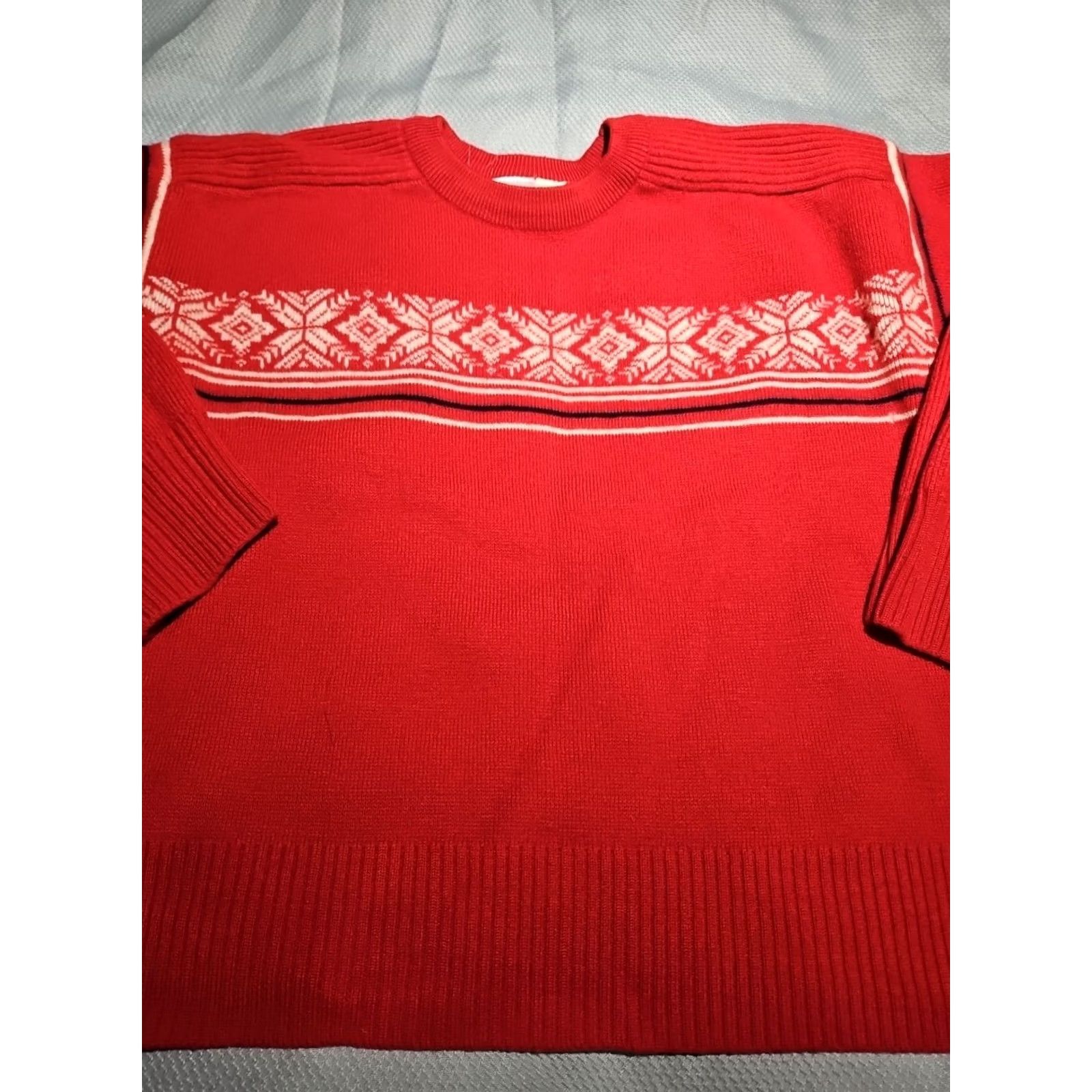 Obermeyer VTG Obermeyer Sweater Womens M Red Fair Isle Snowflakes Knit Crewneck Top Size M / US 6-8 / IT 42-44 - 3 Thumbnail