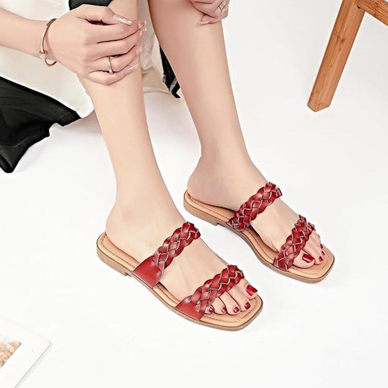 Other Veittes Women's Size 9.5 Brown Faux Leather Slide Sandals Size US 9.5 / IT 39.5 - 4 Thumbnail