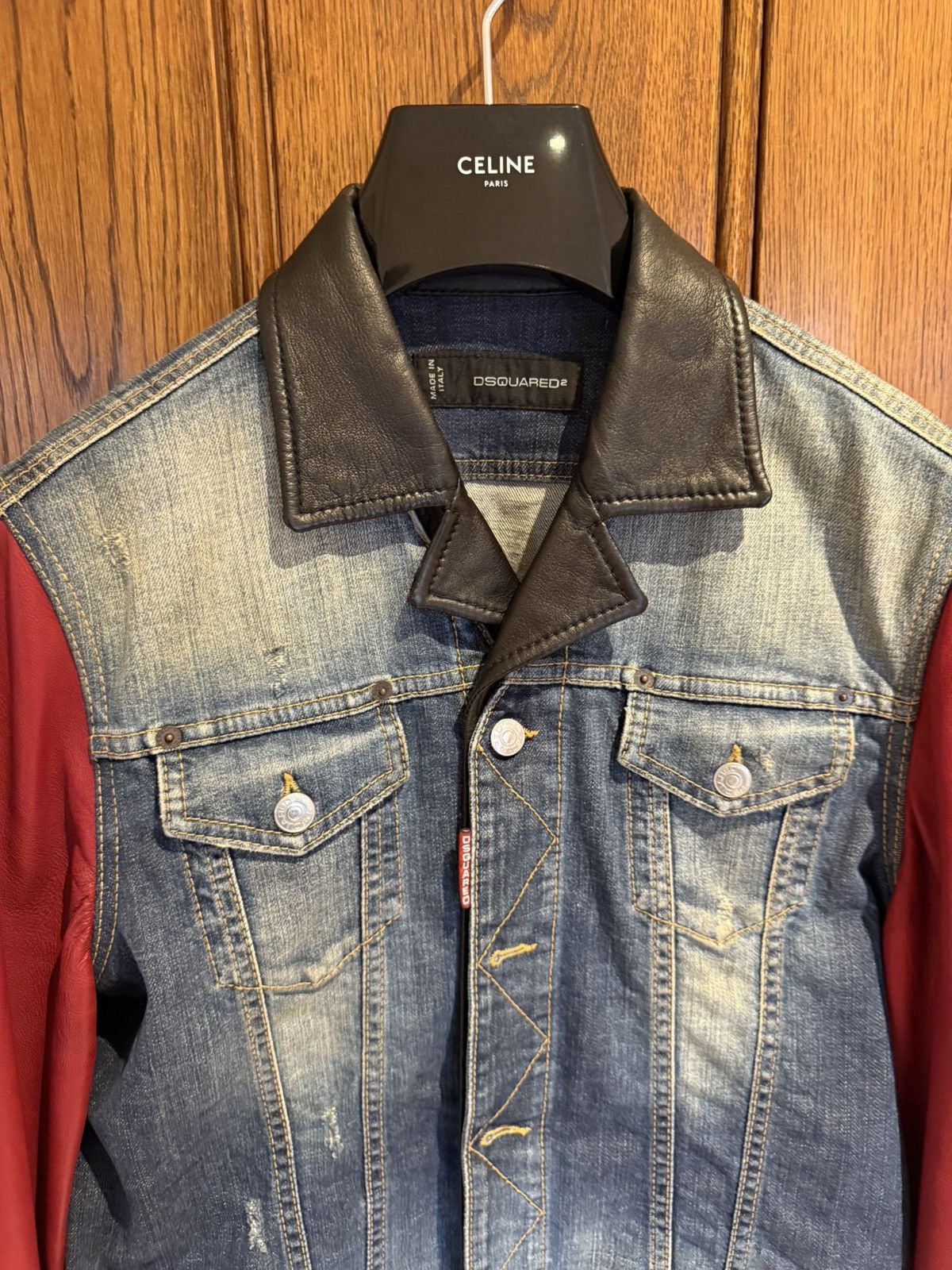 Dsquared2 SS14 Dsquared2 leather sleeve denim jacket collar 50 Grail Size US M / EU 48-50 / 2 - 11 Thumbnail