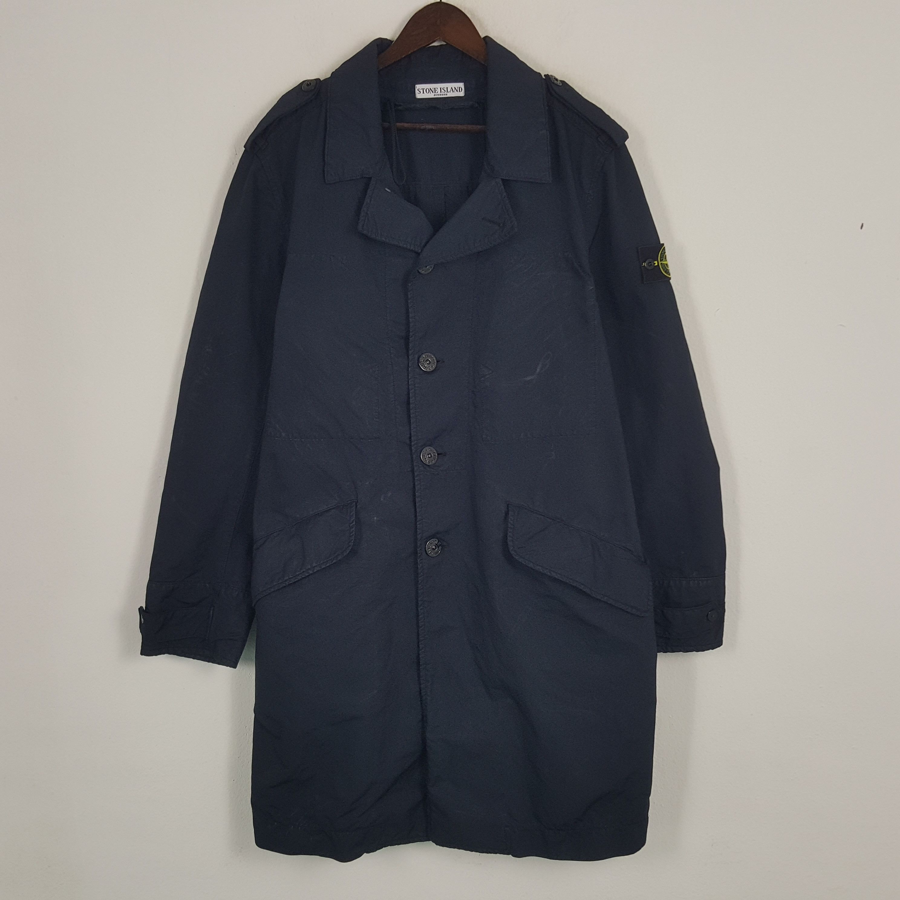 Designer × Stone Island × Vintage Vintage Stone Island Button Up Long Coat Jacket Size US L / EU 52-54 / 3 - 1 Thumbnail