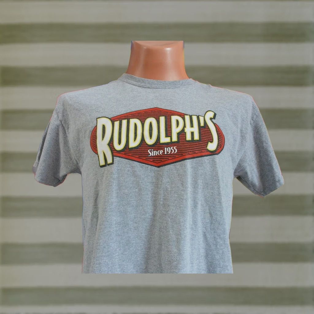 Gildan VTG RUDOLPH FOODS Shirt Lrg logo Pork Rinds Cracklings est 1955 LIMA OHIO Men's Size US L / EU 52-54 / 3 - 1 Thumbnail