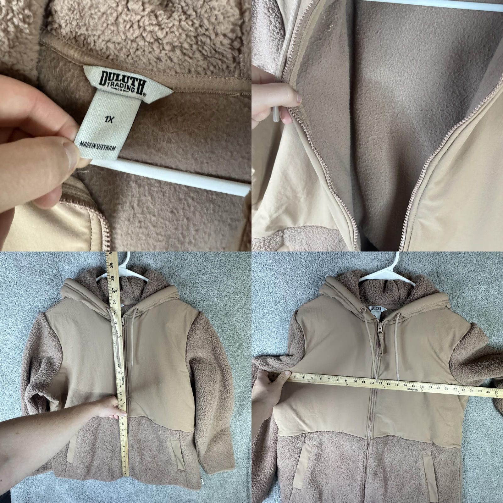 Duluth Trading Company Duluth Trading Co Womens Fleece Jacket Hooded Full Zip Pockets 1X Brown Size XL / US 12-14 / IT 48-50 - 8 Thumbnail