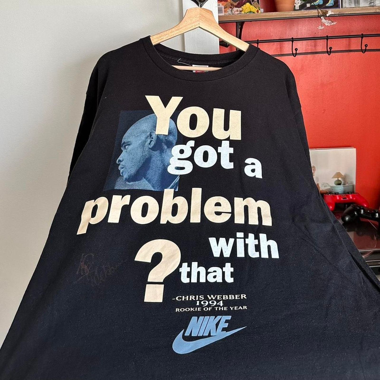 image of Made In USA x Nike Vintage 1994 Chris Webber Nike in Black, Men's (Size Large)