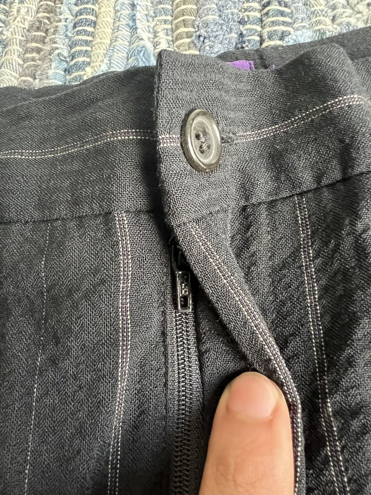 Ralph Lauren Purple Label 🇮🇹 Made High Waist Wide Leg Pinstriped Pleated Wool Pants Size 27" / US 4 / IT 40 - 7 Thumbnail