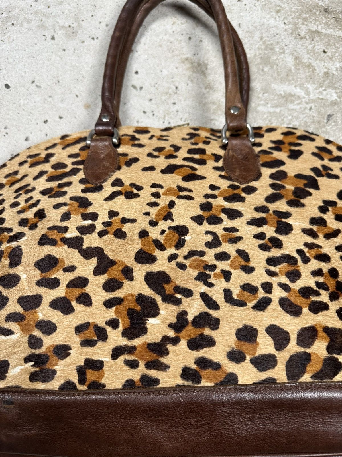Japanese Brand Vintage 90s Leopard Print Fur & Leather Hand Bag Size ONE SIZE - 16 Thumbnail