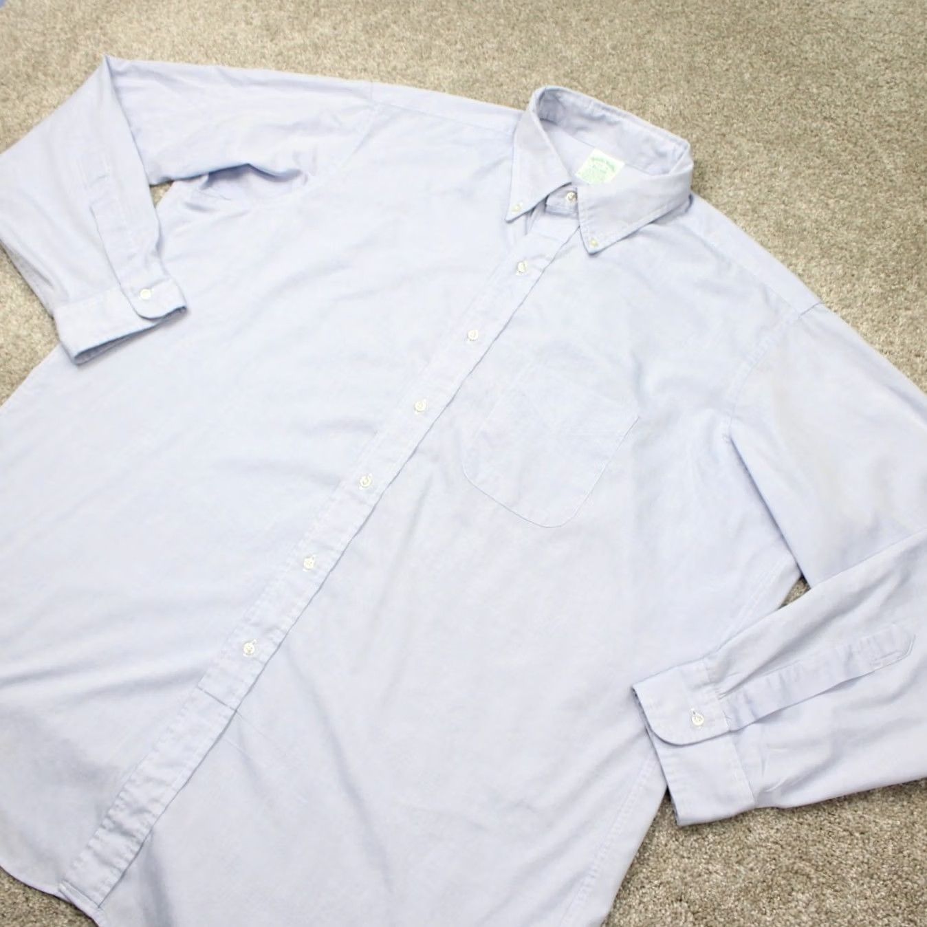 Brooks Brothers Brooks Brothers Dress Shirt Mens 17.5 Blue Cotton/Poly Long Sleeve Button Shirt Size 48R - 3 Thumbnail