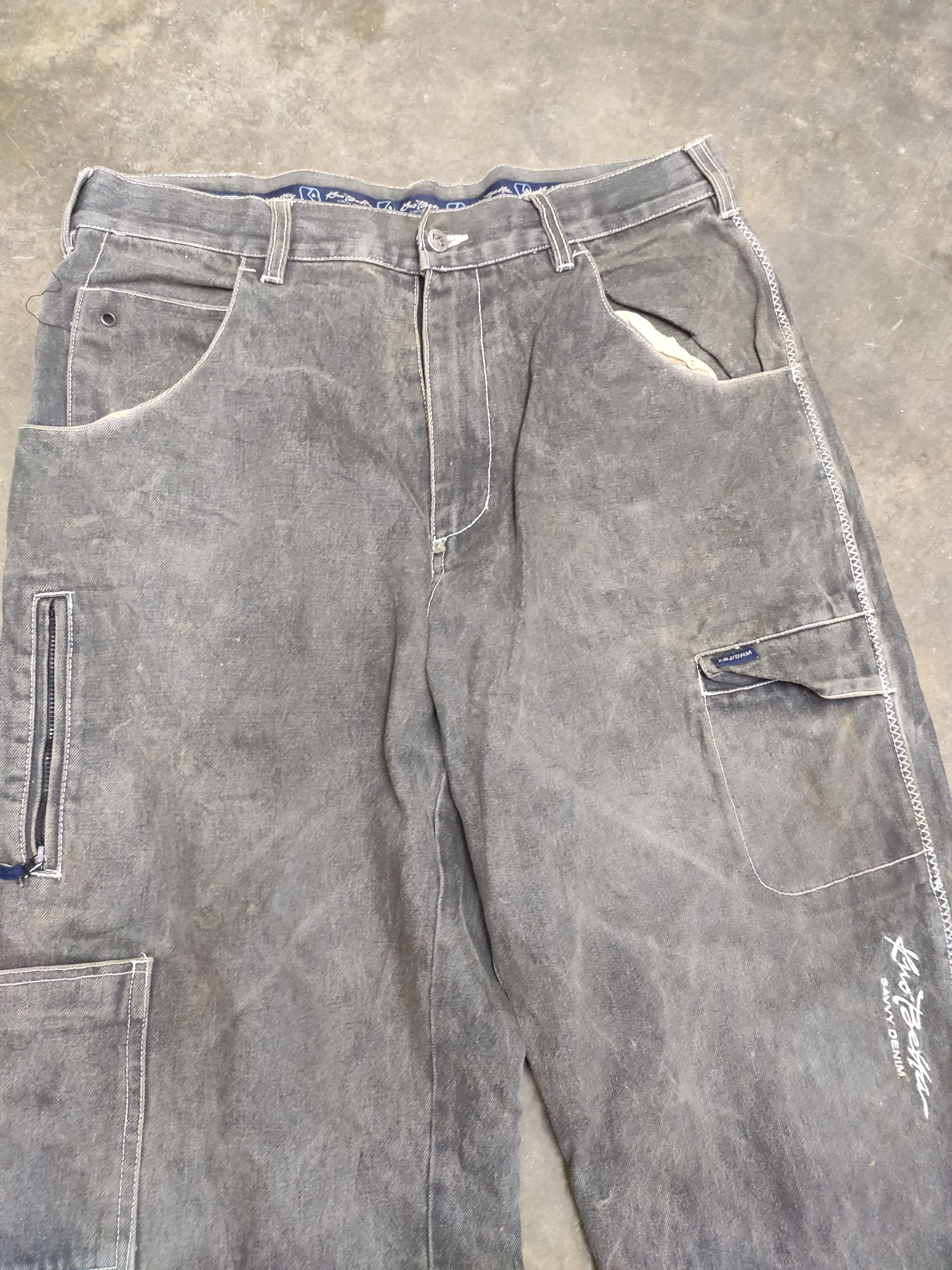 Fubu 🔥 Kno Betta savvy denim baggy JNCO design hype faded Size US 36 / EU 52 - 5 Thumbnail