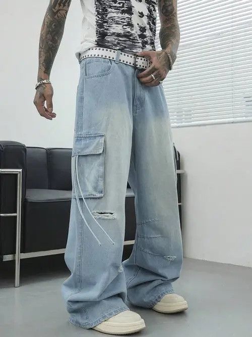 Designer × Japanese Brand × Vintage y2k baggy cargo hiphop Faded pants Size US 32 / EU 48 - 3 Thumbnail