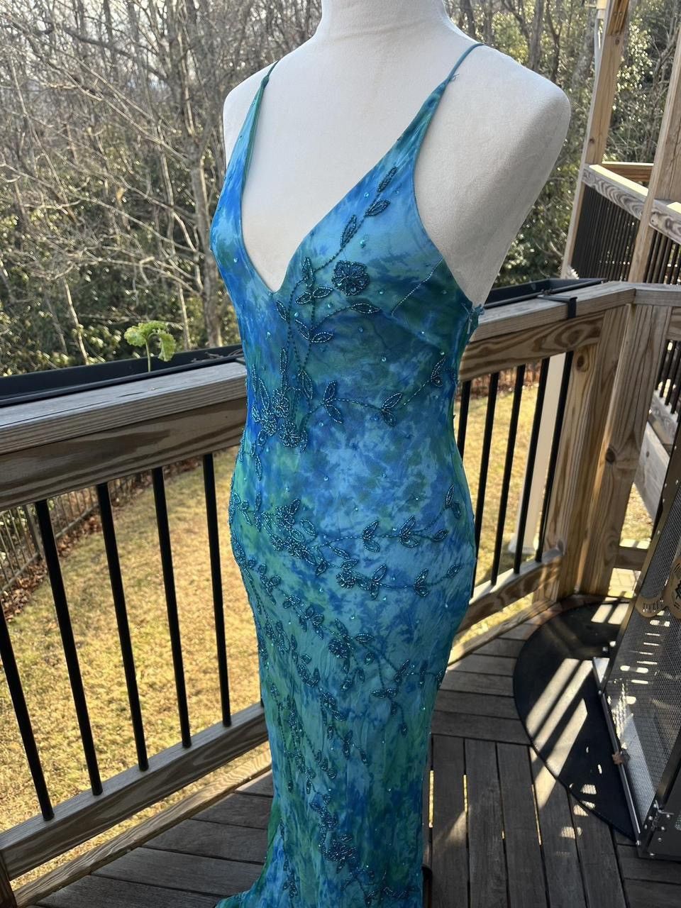Other Gorgeous Vintage Scala Blue Beaded Embellished Gown Size M / US 6-8 / IT 42-44 - 2 Thumbnail
