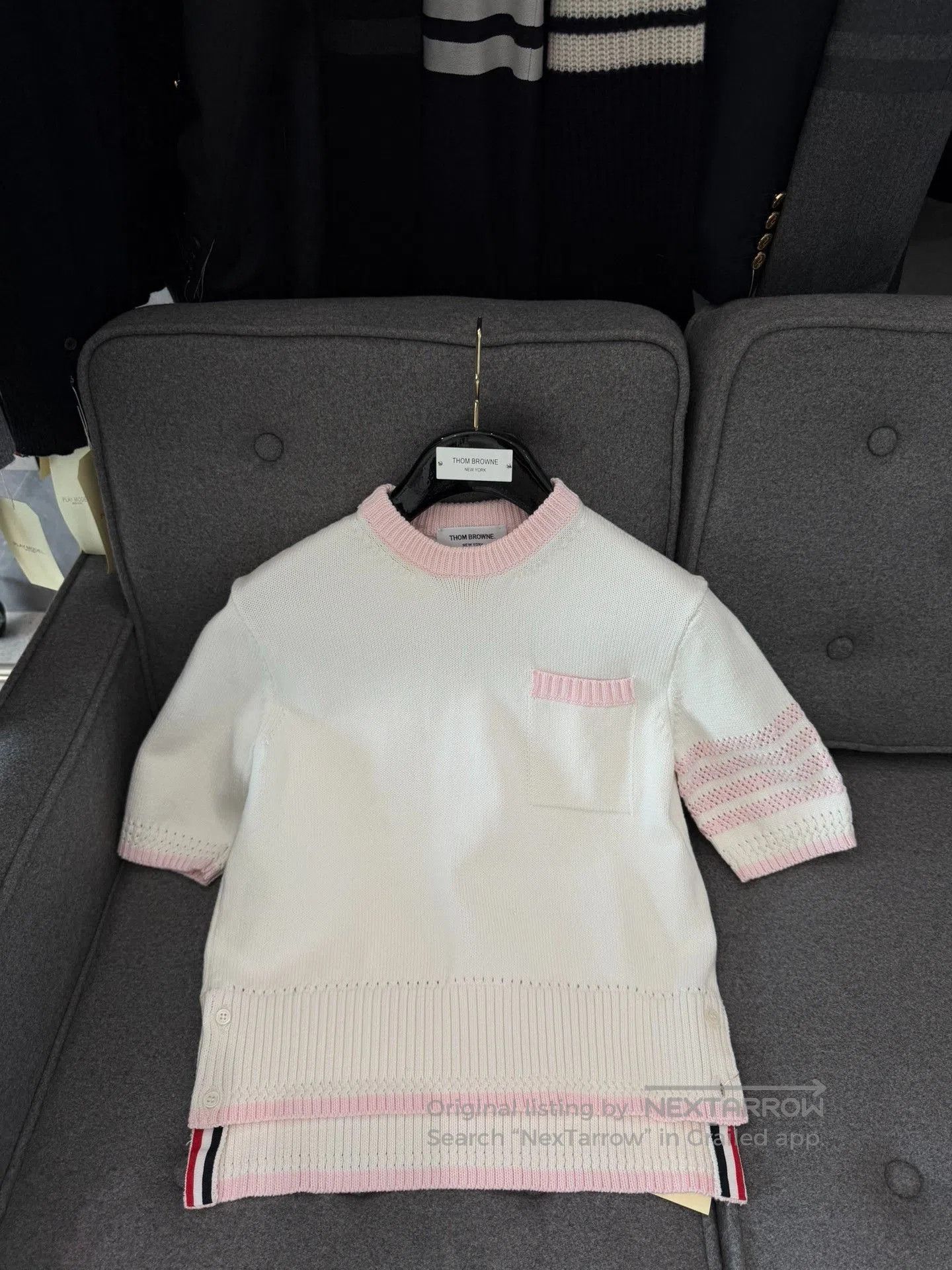 Thom Browne thom browne white knitted short sleeve top. Size US S / EU 44-46 / 1 - 3 Thumbnail