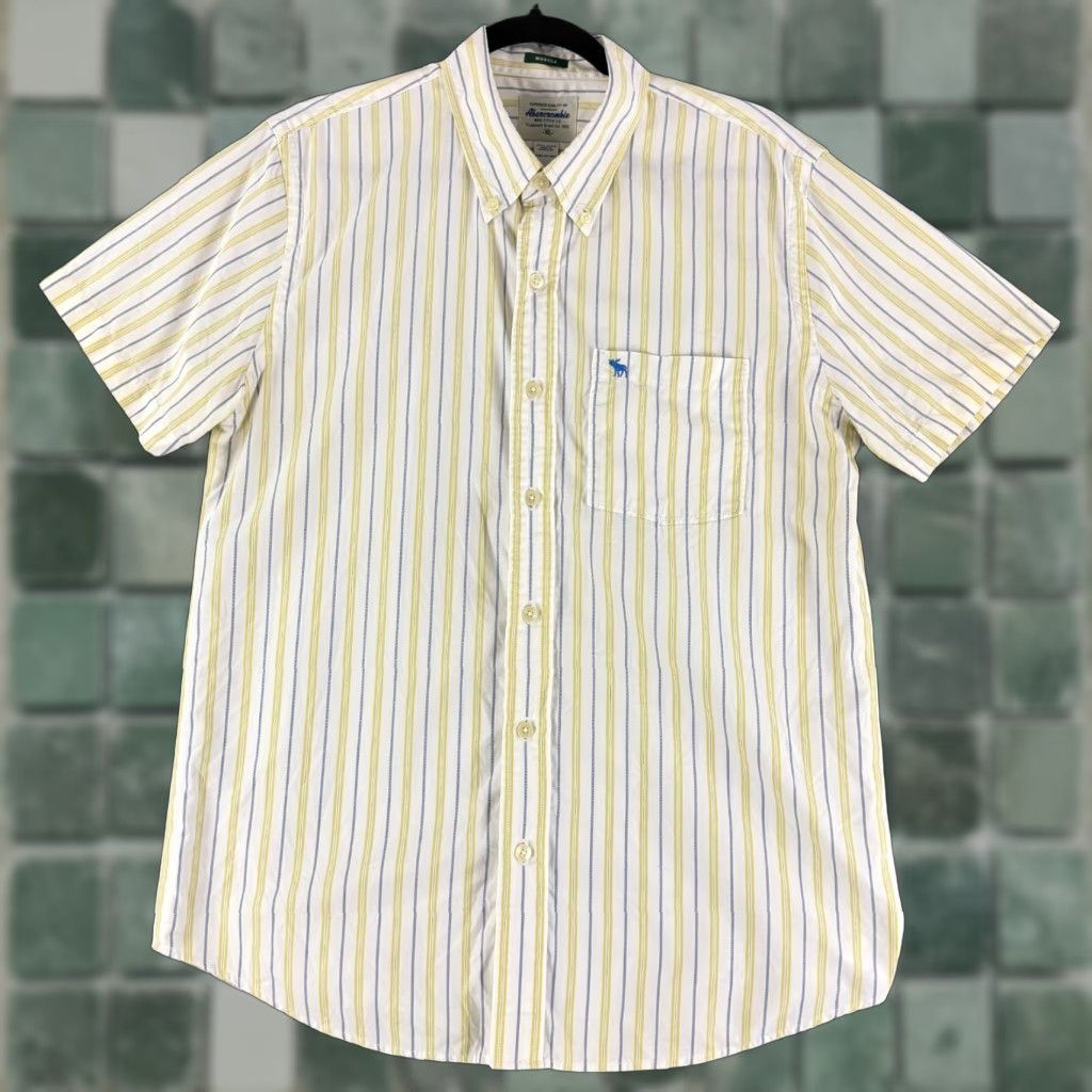 Abercrombie & Fitch VINTAGE Abercrombie & Fitch Button-Down Shirt Mens XL Yellow Stripe Muscle Shirt Size US XL / EU 56 / 4 - 1 Thumbnail