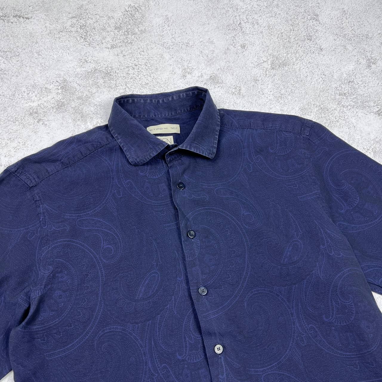 Etro ETRO Milano Men's Blue Paisley Jacquard Short Sleeve Shirt Size US XS / EU 42 / 0 - 5 Thumbnail