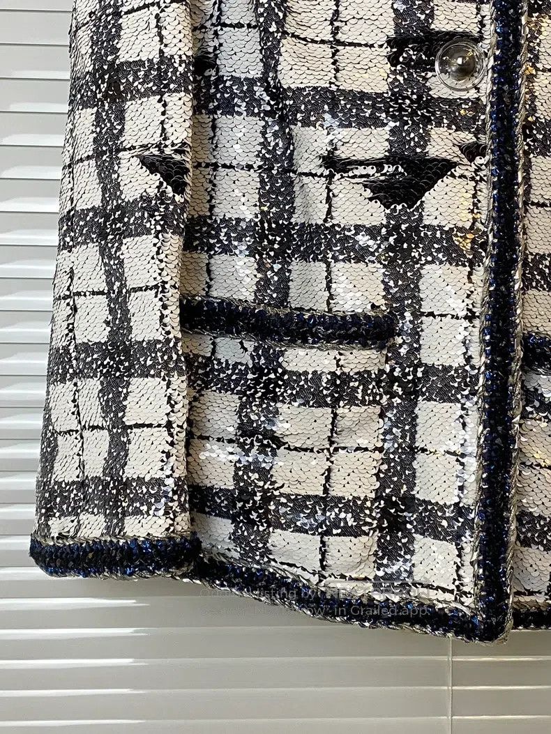 Chanel Chanel Black and white plaid sequin jacket Size S / US 4 / IT 40 - 5 Thumbnail