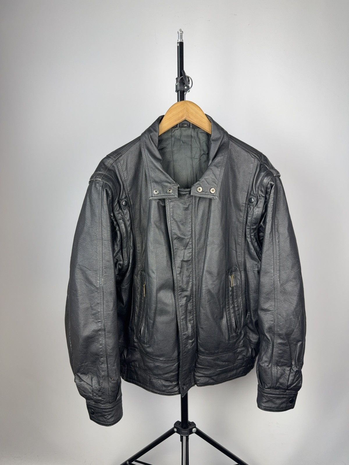 Leather × Vintage Vintage 90s Genuine Leather MOTO Bomber Jacket Rock Punk Size US M / EU 48-50 / 2 - 1 Thumbnail