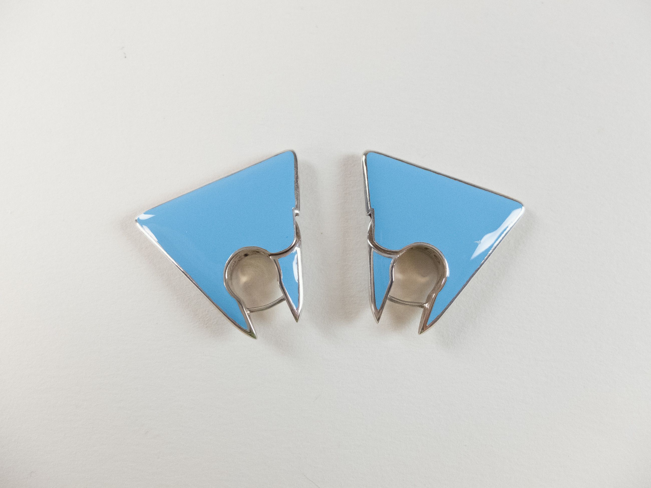 Bottega Veneta BOTTEGA VENETA blue Triangle enamel Sterling silver earrings Size ONE SIZE - 3 Thumbnail