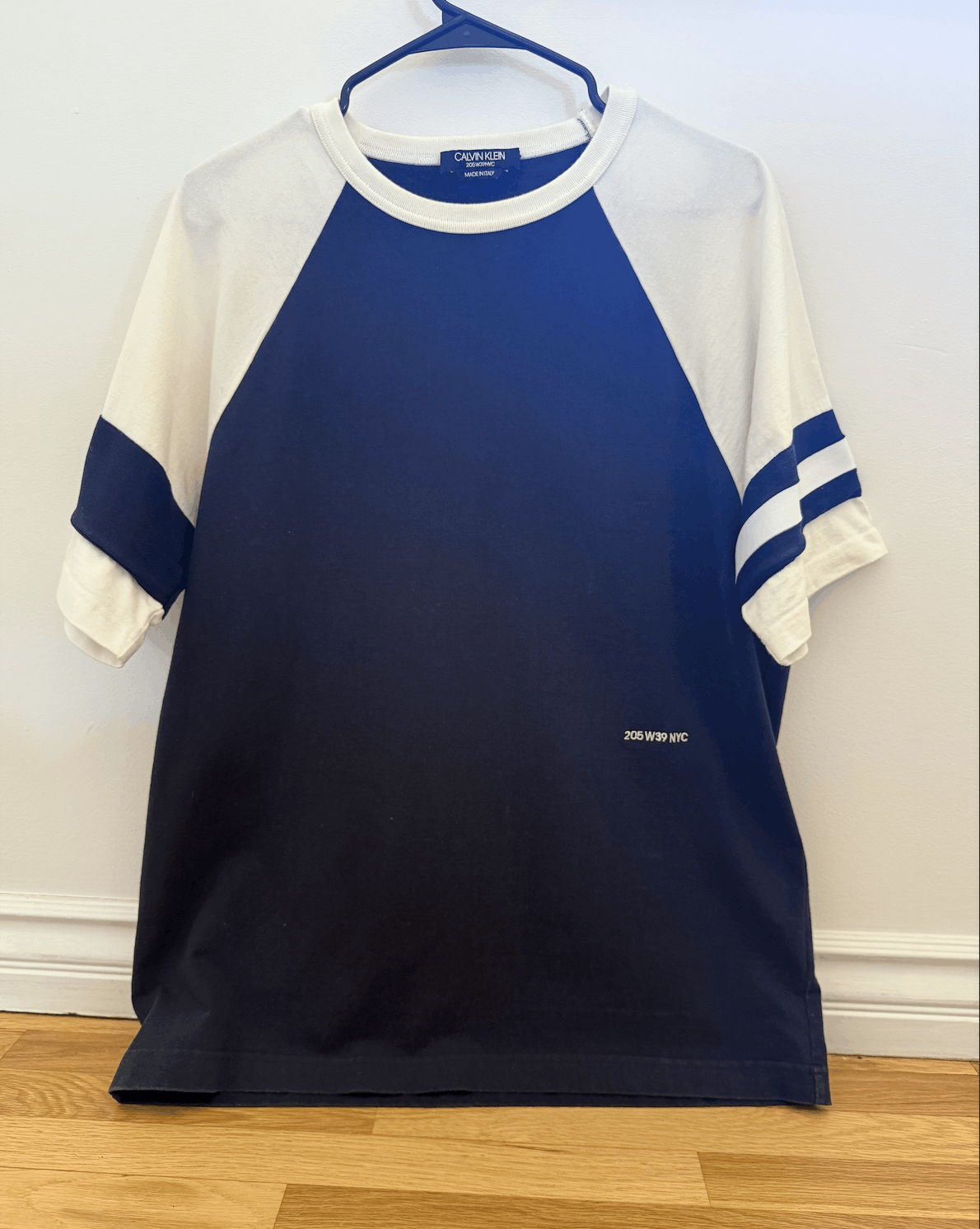 Calvin Klein 205W39NYC Embroidered Striped Cotton-Jersey T-Shirt - Men - Navy Size US M / EU 48-50 / 2 - 1 Thumbnail