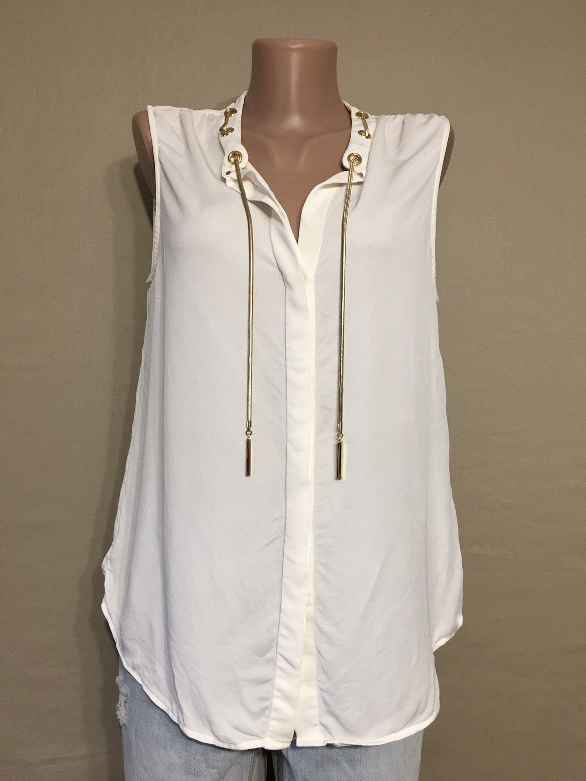 Michael Kors Michael Kors Chain-Neck Silk Blouse Sleeveless Size L Size L / US 10 / IT 46 - 2 Thumbnail
