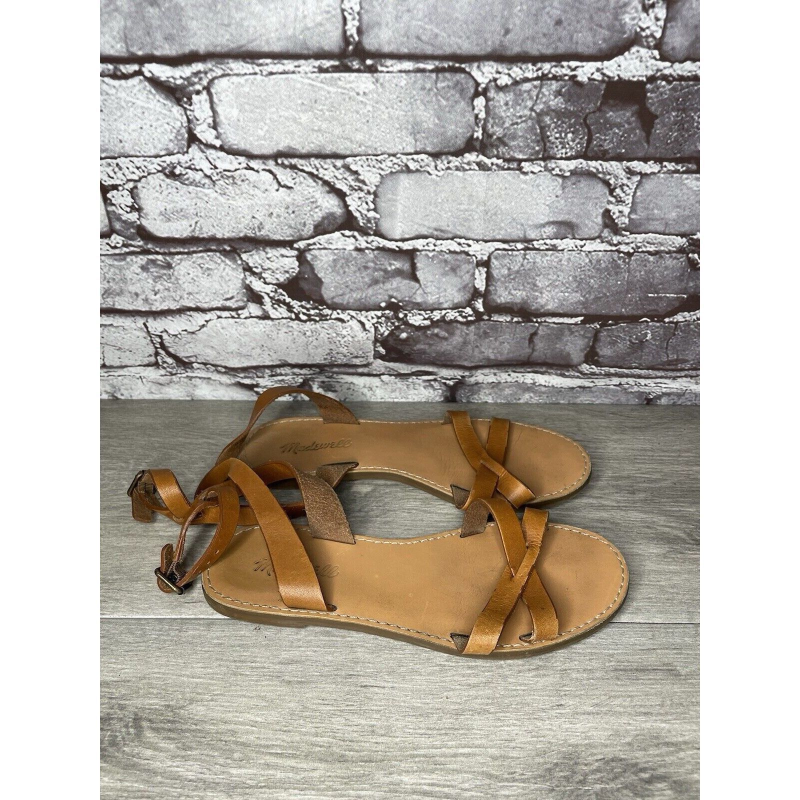 Madewell Madewell Brown Leather Casual Ankle Strap Flat Sandals Women Size US 7.5 / IT 37.5 - 14 Thumbnail