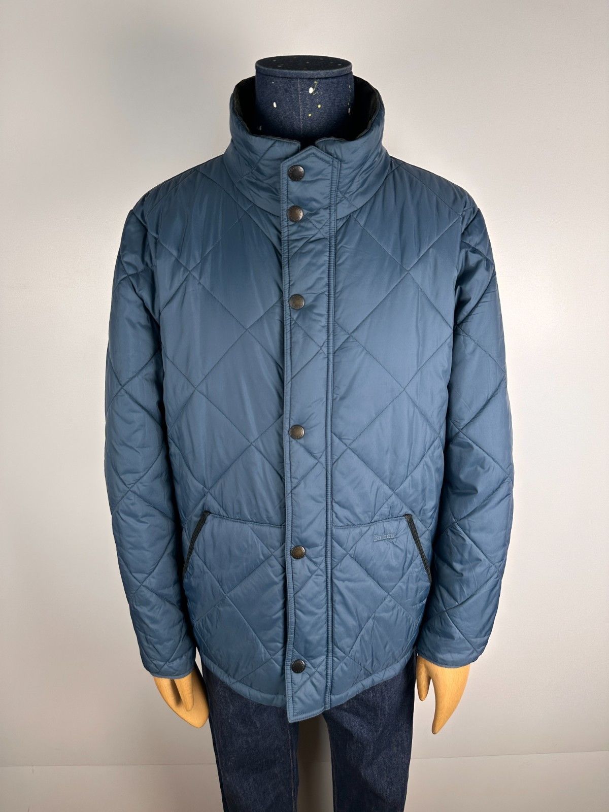 Barbour Barbour Men's Barron Quilted Jacket Warm Blue Size XL Size US XL / EU 56 / 4 - 1 Thumbnail