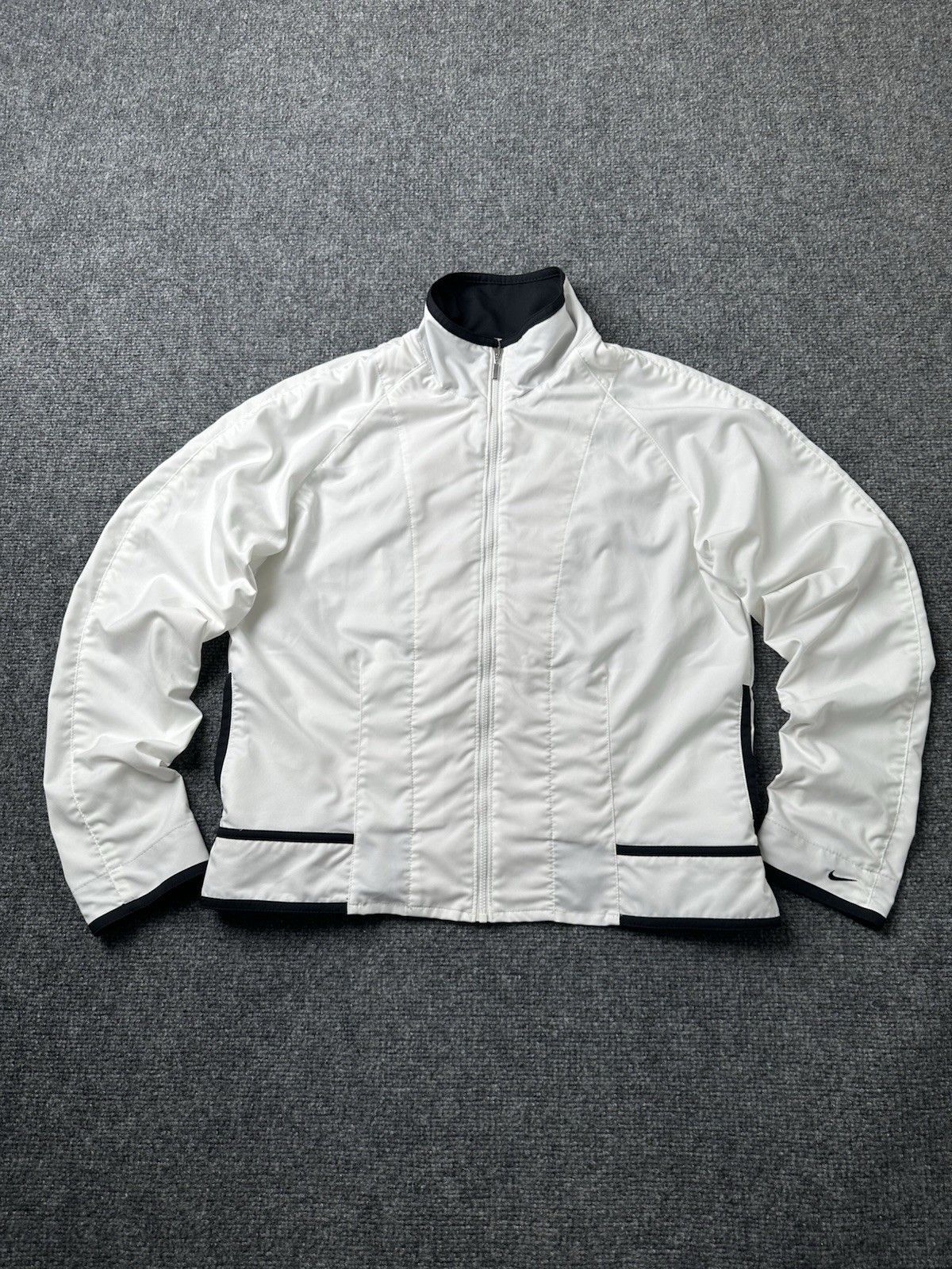 Nike Womens Jacket Nike Full Zip White Black Lightweight, Size L Size L / US 10 / IT 46 - 1 Thumbnail