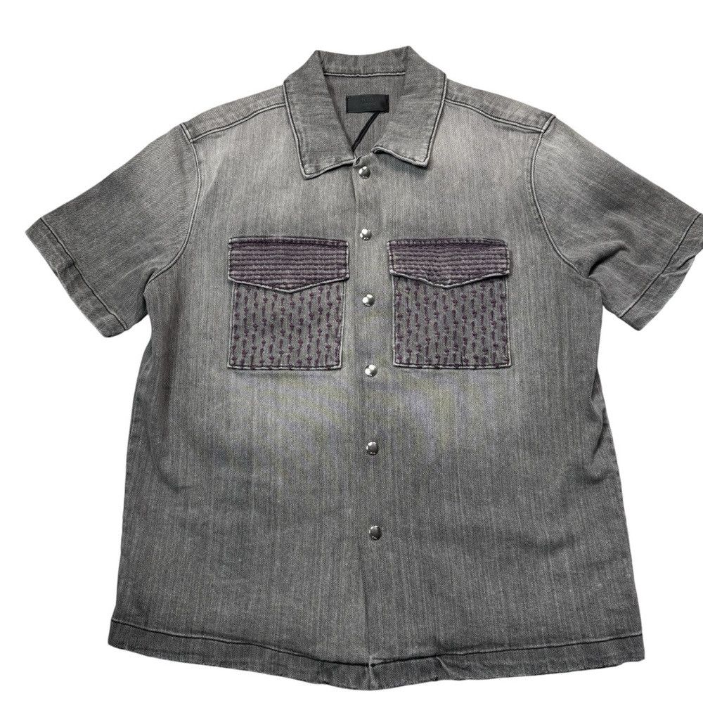 Rta NWT New RtA Gray Bruno Denim Short Sleeve Shirt Size XS Size XS / US 0-2 / IT 36-38 - 2 Thumbnail