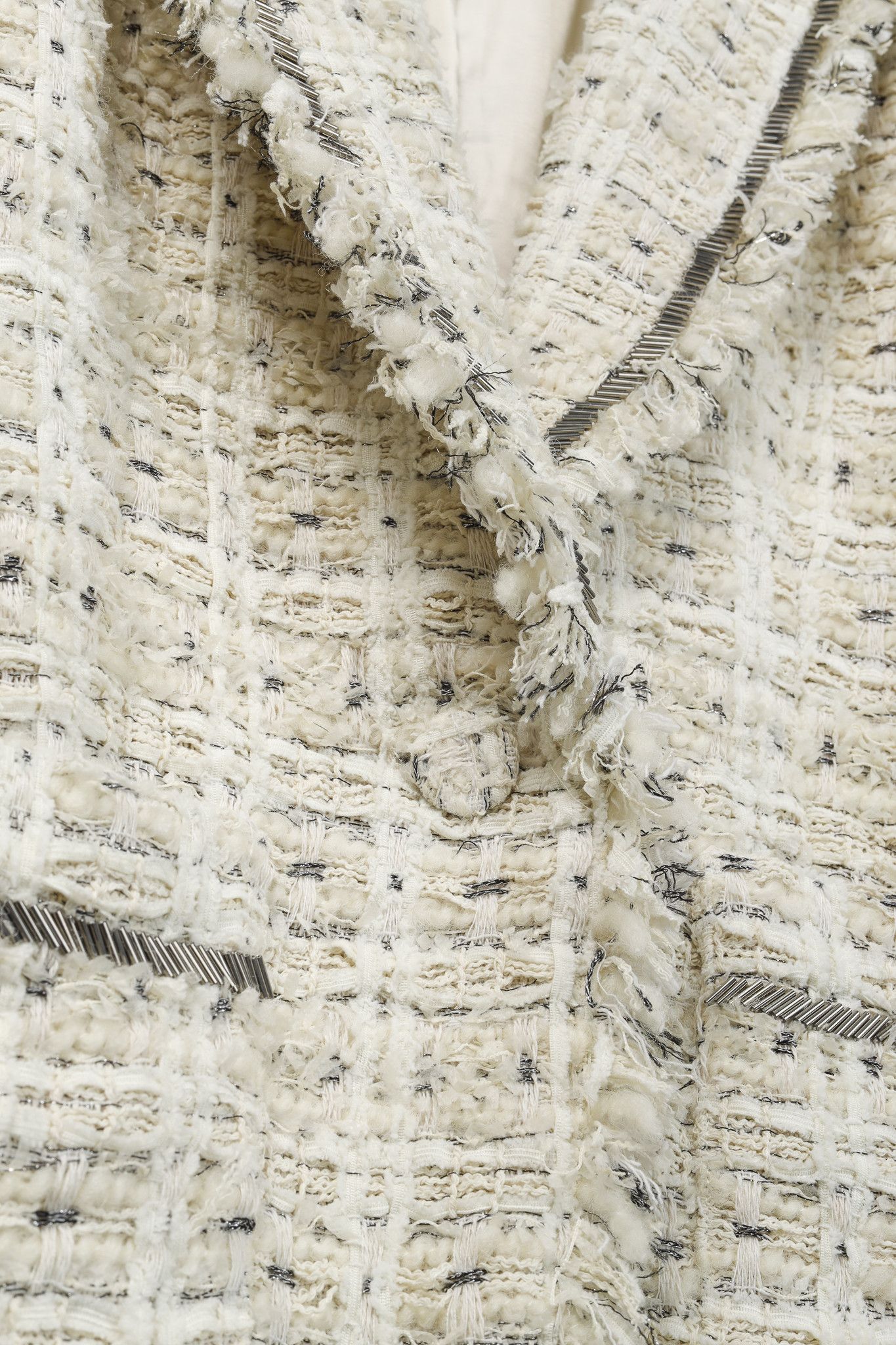 Cinq a Sept Cinq a Sept Maddie Ivory Metallic Beaded Tweed Blazer Size M / US 6-8 / IT 42-44 - 8 Thumbnail