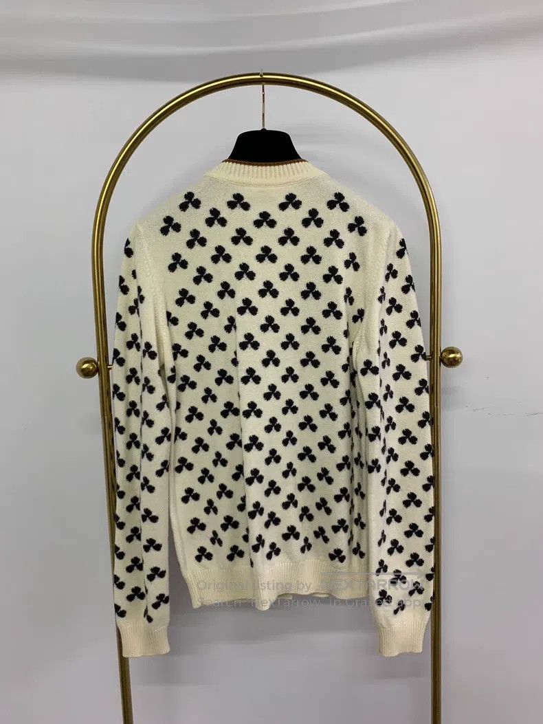 Hermes Hermes White four-leaf clover cashmere cardigan Size XS / US 0-2 / IT 36-38 - 3 Thumbnail