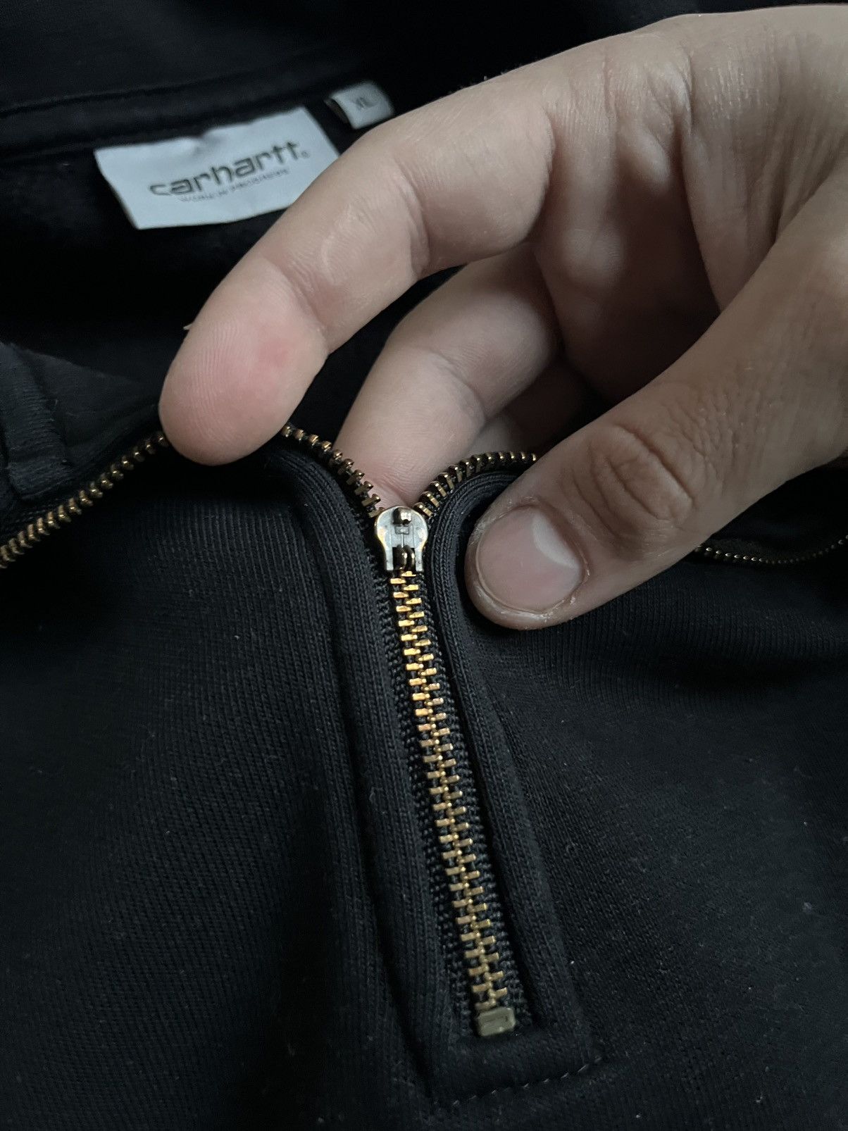 Carhartt Carhartt 1/3 Zip Sweatshirt Black – Logo Sleeve – Size L/XL Size US XL / EU 56 / 4 - 5 Thumbnail