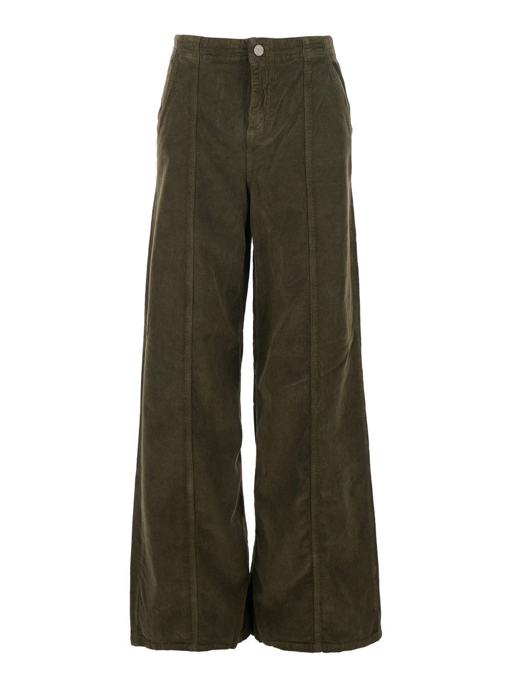 TWINSET Brown Pants with Belt Loops in Ribbed Velvet Woman Size 28" / US 6 / IT 42 - 1 Thumbnail
