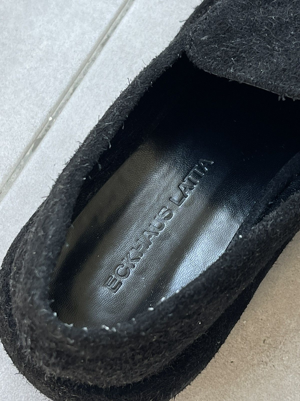 Eckhaus Latta !DS! FW23 Eckhaus Latta Stacked M Black Suede Loafers Size US 11 / EU 44 - 15 Thumbnail