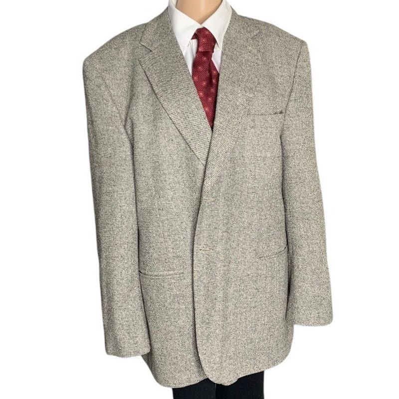 Bert Pulitzer Bert Pulitzer Men 46R Gray 100% SILK Sport Coat Tweed Blazer Size 46R - 13 Thumbnail