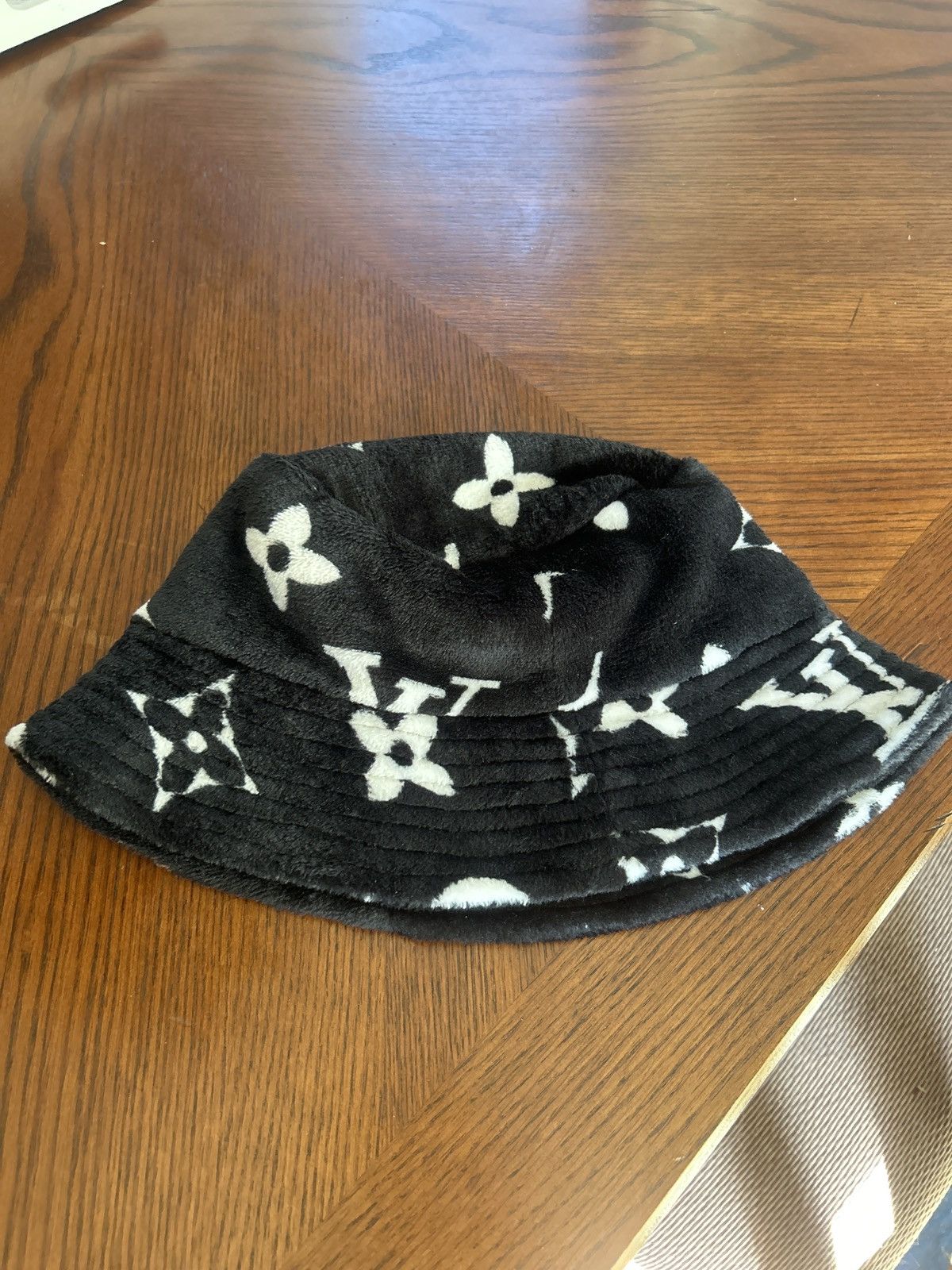 Other Custxm Creations Black Monogram Fuzzy Bucket Hat Size ONE SIZE - 2 Thumbnail