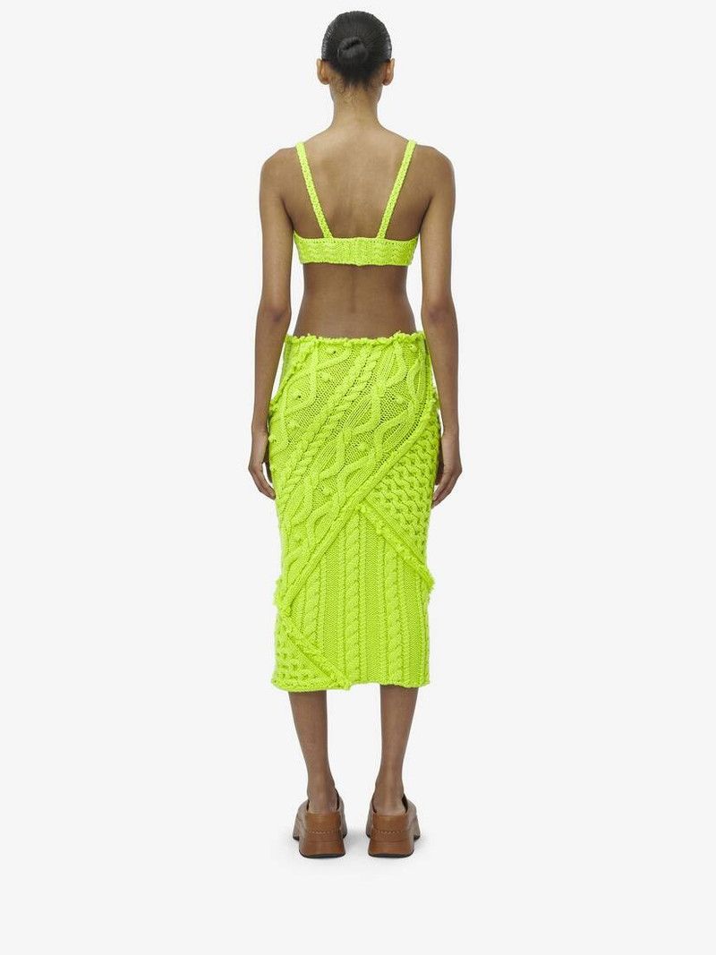 Alexander McQueen o1srvl11e0326 Cable Knit Pencil Skirt in Yellow Size 26" / US 2 / IT 38 - 5 Thumbnail