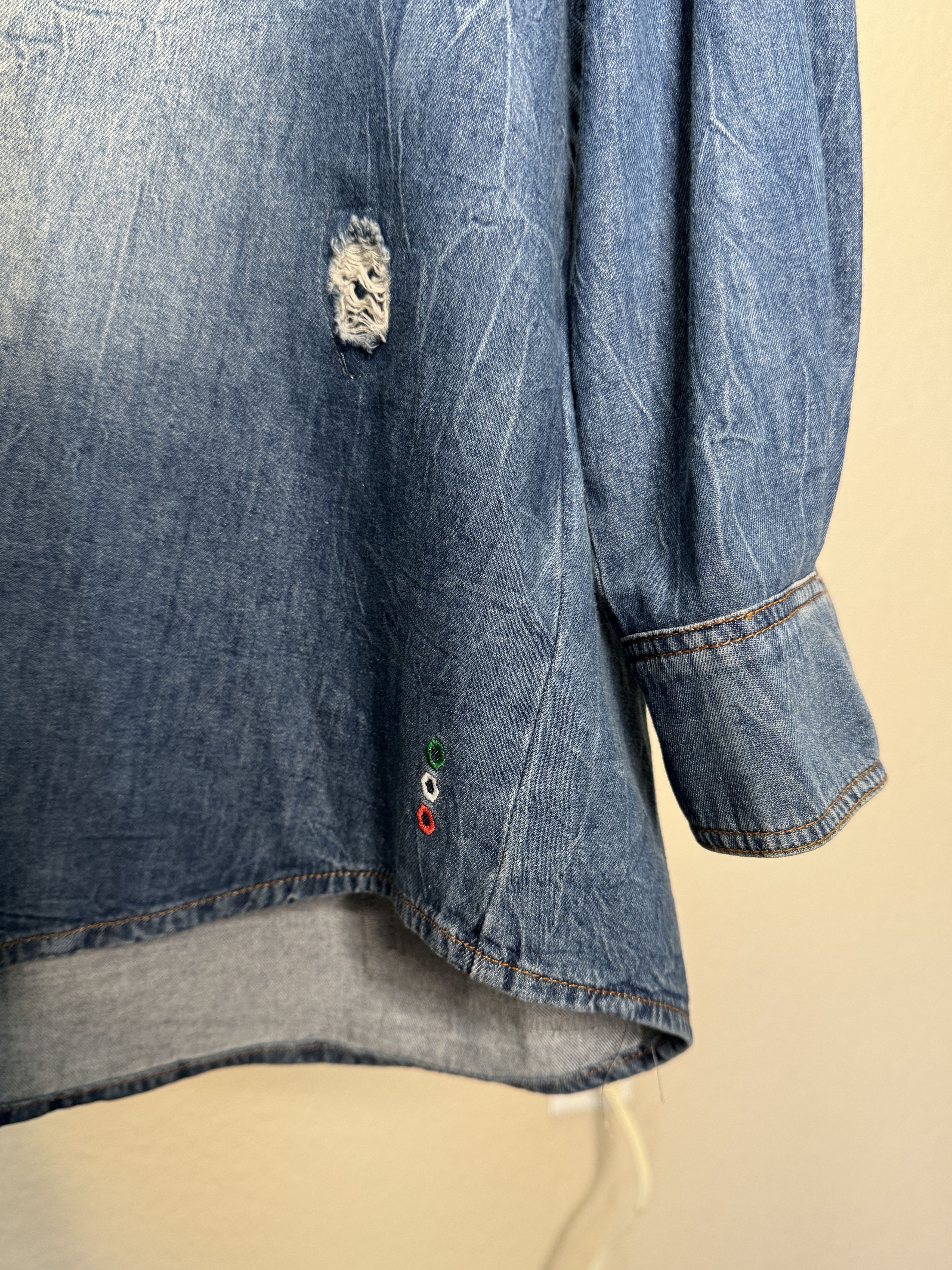 Philipp Plein Crystal Skill Denim Shirt Size US XXL / EU 58 / 5 - 6 Thumbnail
