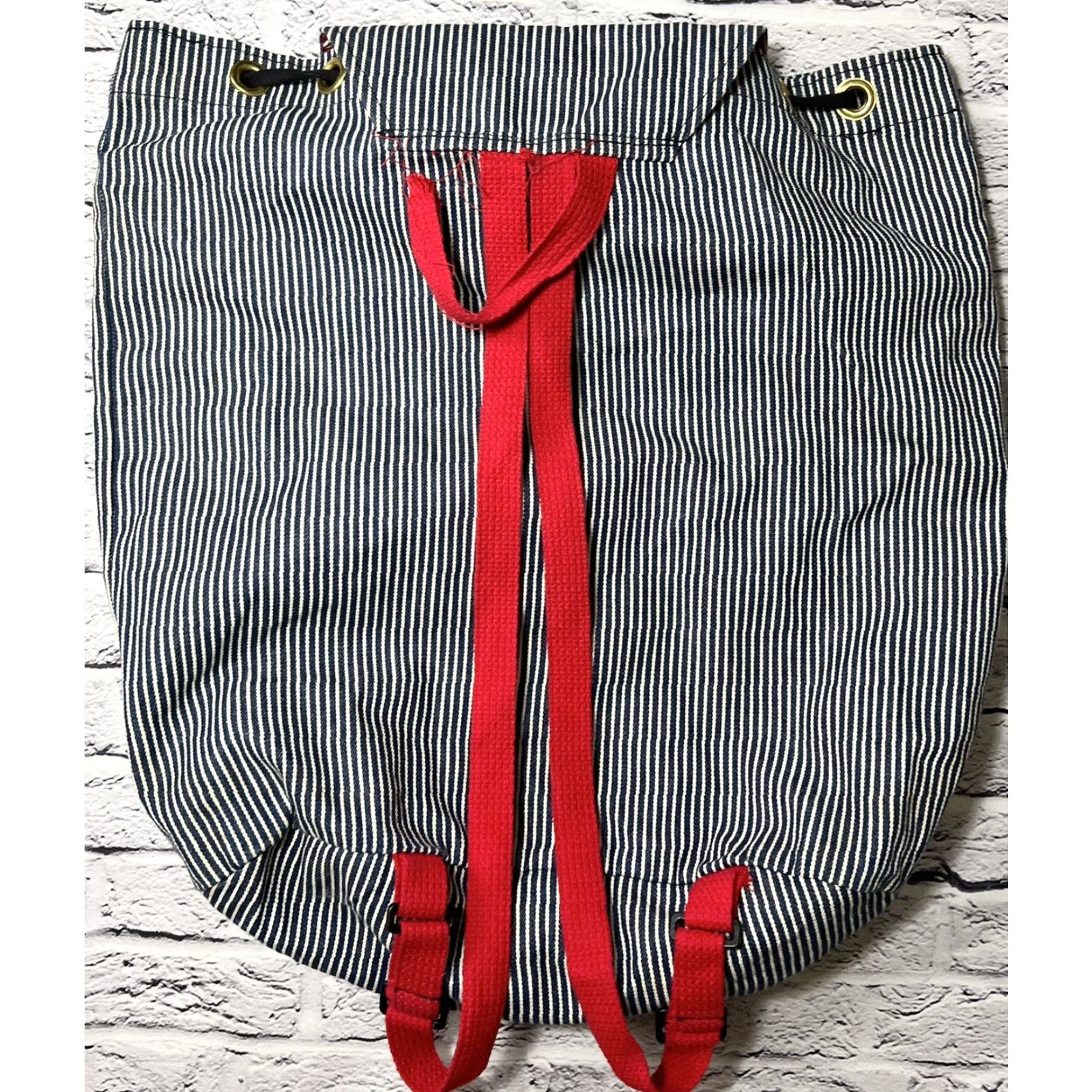Denime VINTAGE Denim Railroad Stripe Backpack Blue & White Great Northern Railway Patch Size ONE SIZE - 5 Thumbnail