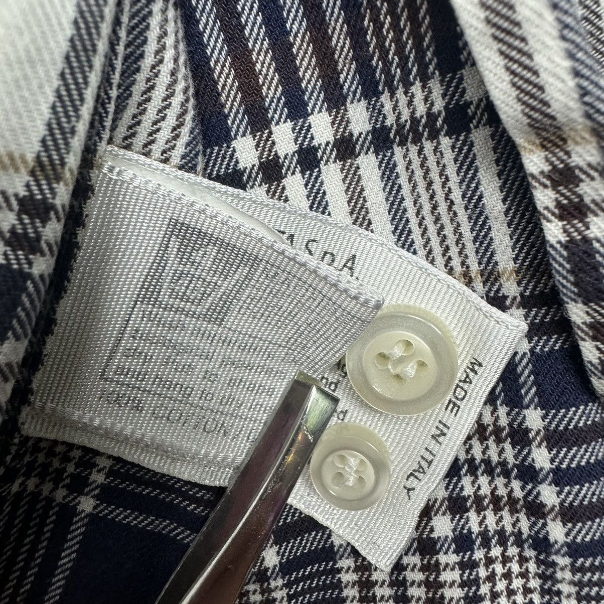 Designer Essential Fred Perry Navy Checkered Slim Fit Button Up Shirt Size US M / EU 48-50 / 2 - 19 Thumbnail