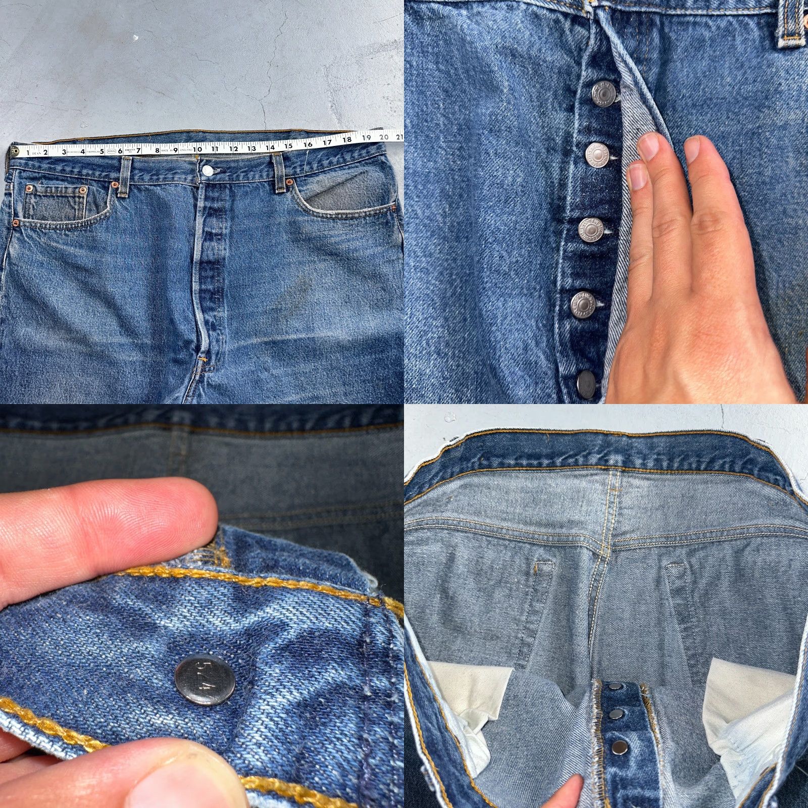 Levi's VINTAGE Levi's 501 Jeans Men's Straight Leg 44x32 Blue 90s USA Classic Denim Mid Rise Size US 44 / EU 60 - 8 Thumbnail