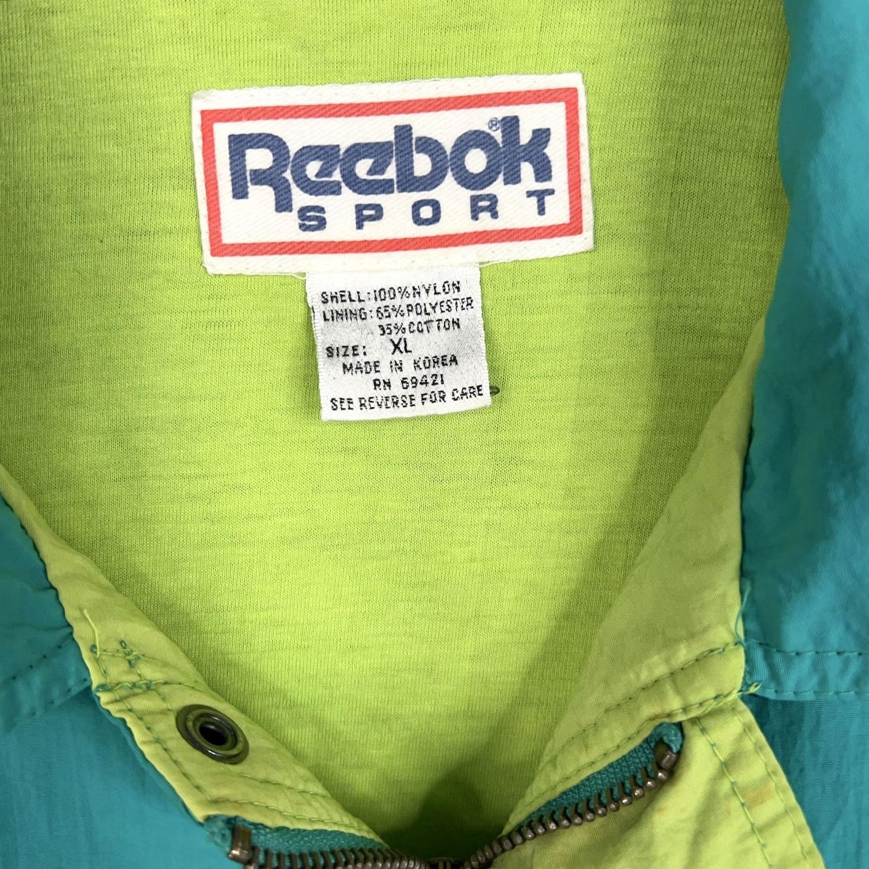 Reebok Vintage Reebok Jacket Men XL Blue Green Neon Windbreaker Crest 80s 90s Y2K Track Retro Casual Sport Size US XL / EU 56 / 4 - 6 Thumbnail