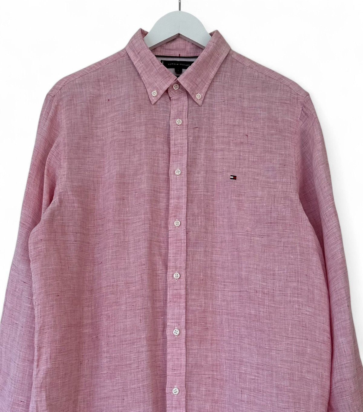 Tommy Hilfiger Tommy Hilfiger Logo 100% Premium Linen Shirt Men's Size L Size US L / EU 52-54 / 3 - 3 Thumbnail