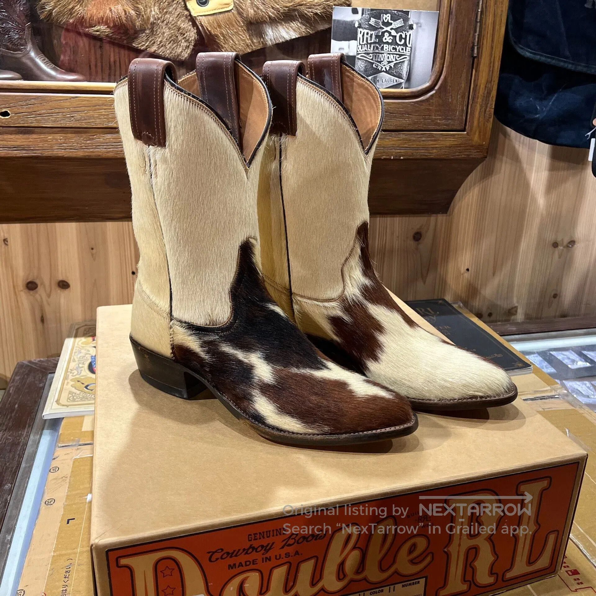 RRL Ralph Lauren rrl cowhide western cowboy boots. Size US 8 / EU 41 - 3 Thumbnail