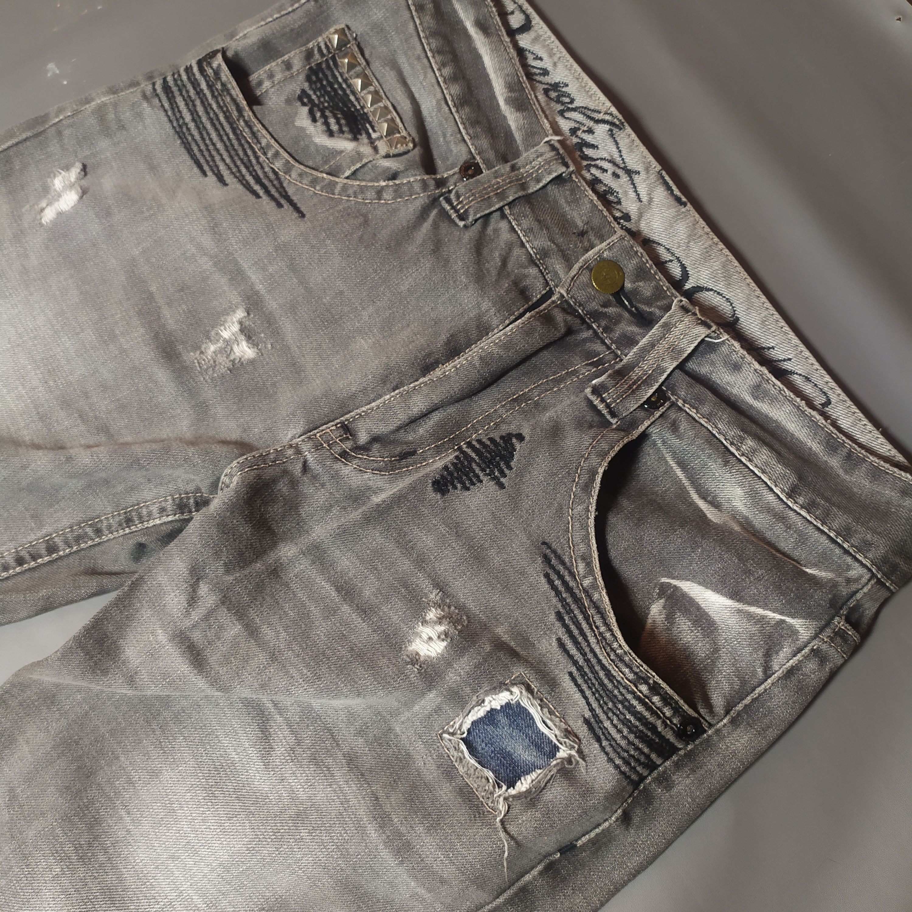 If Six Was Nine DOHC Skull Jeans Size US 33 - 8 Thumbnail