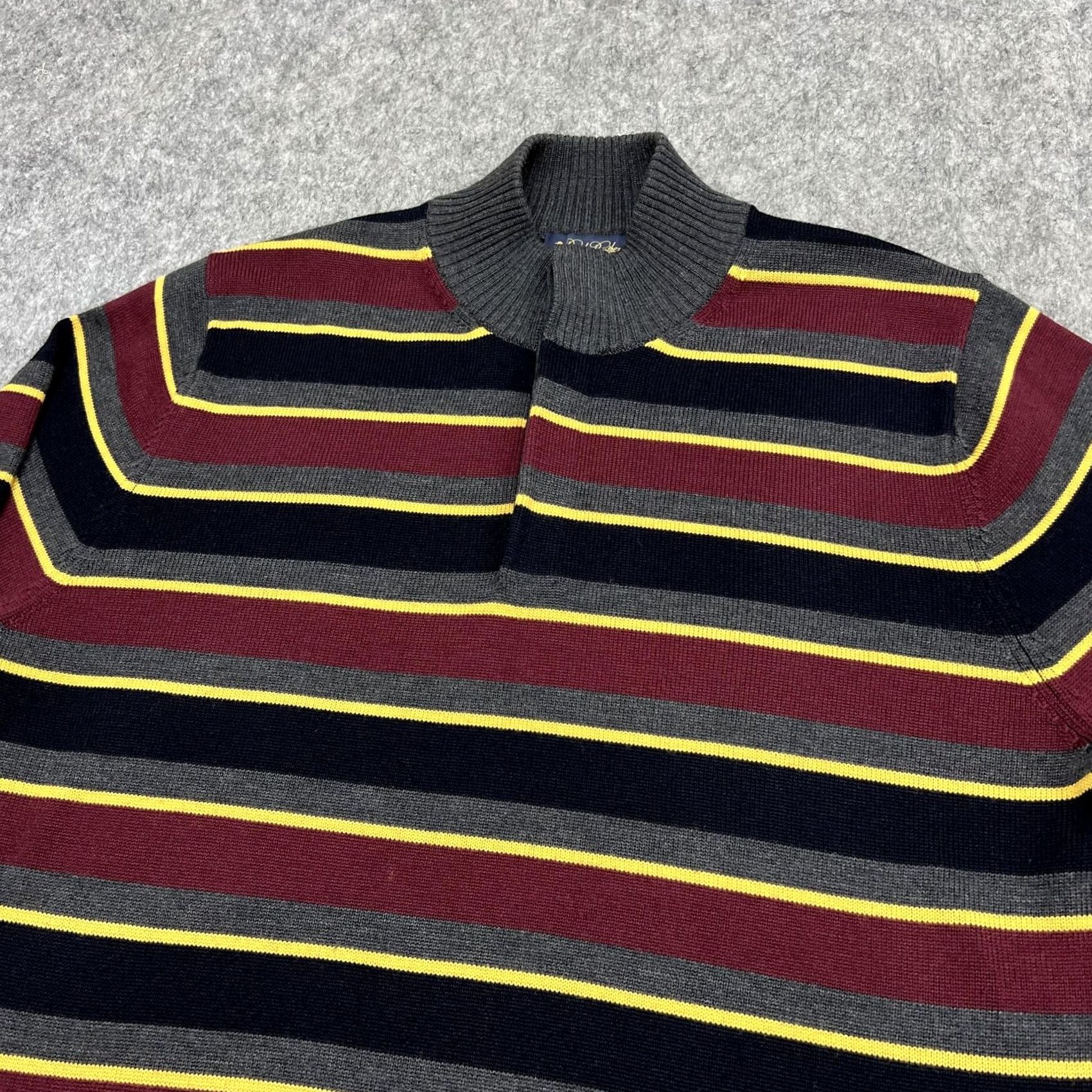 Brooks Brothers Brooks Brothers Sweater Mens XL Striped Mock Neck Henley Wool Size US XL / EU 56 / 4 - 4 Thumbnail